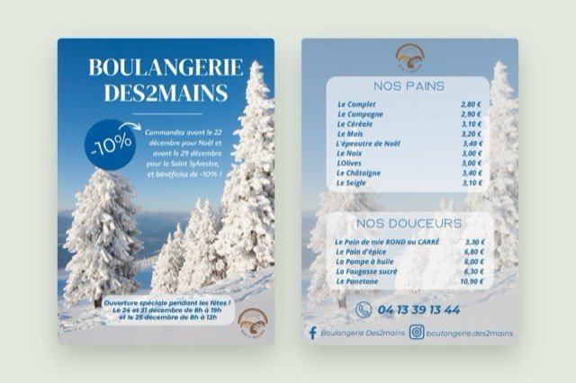 Des2mains : flyer de Noël