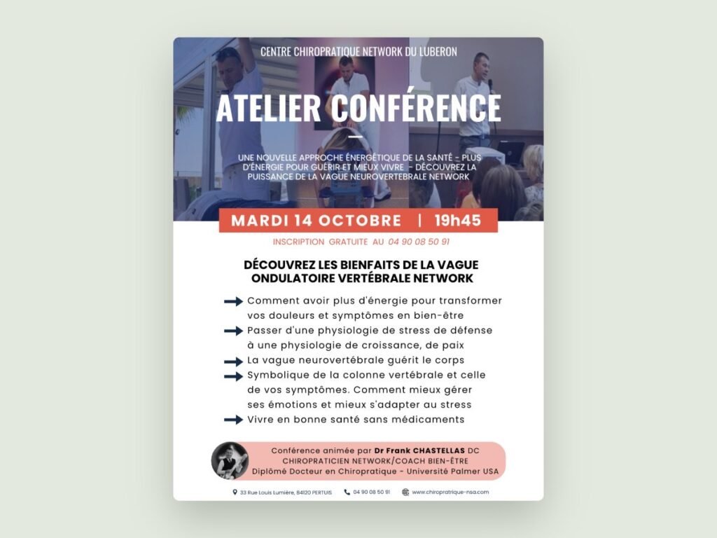 Affiche « Atelier conférence » du Dr Frank Chastellas