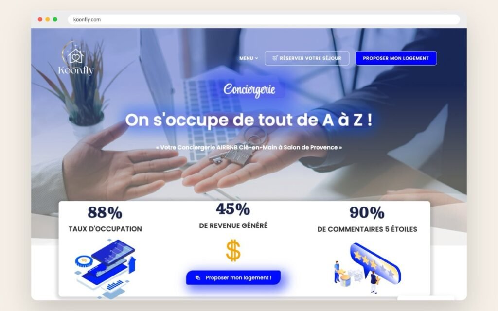 Page conciergerie du site Koonfly