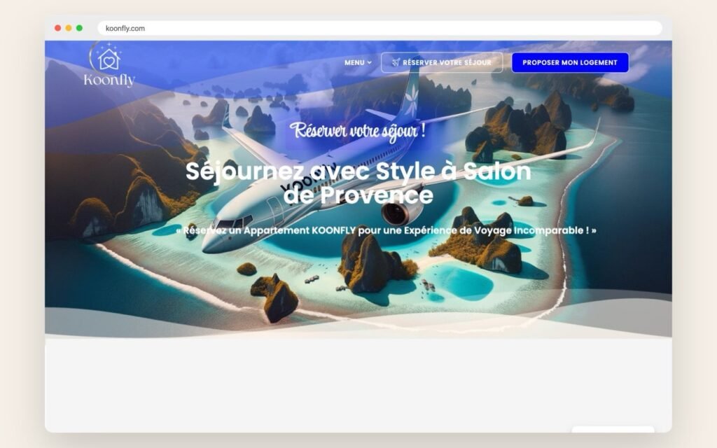 Page réservation de séjour du site Koonfly