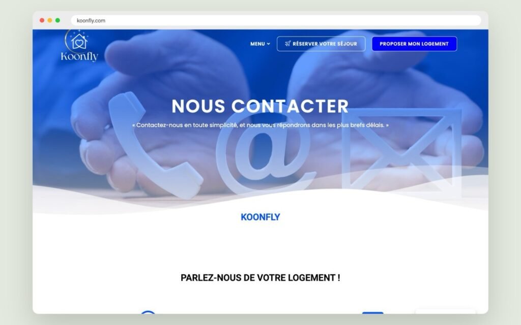 Page contact du site Koonfly