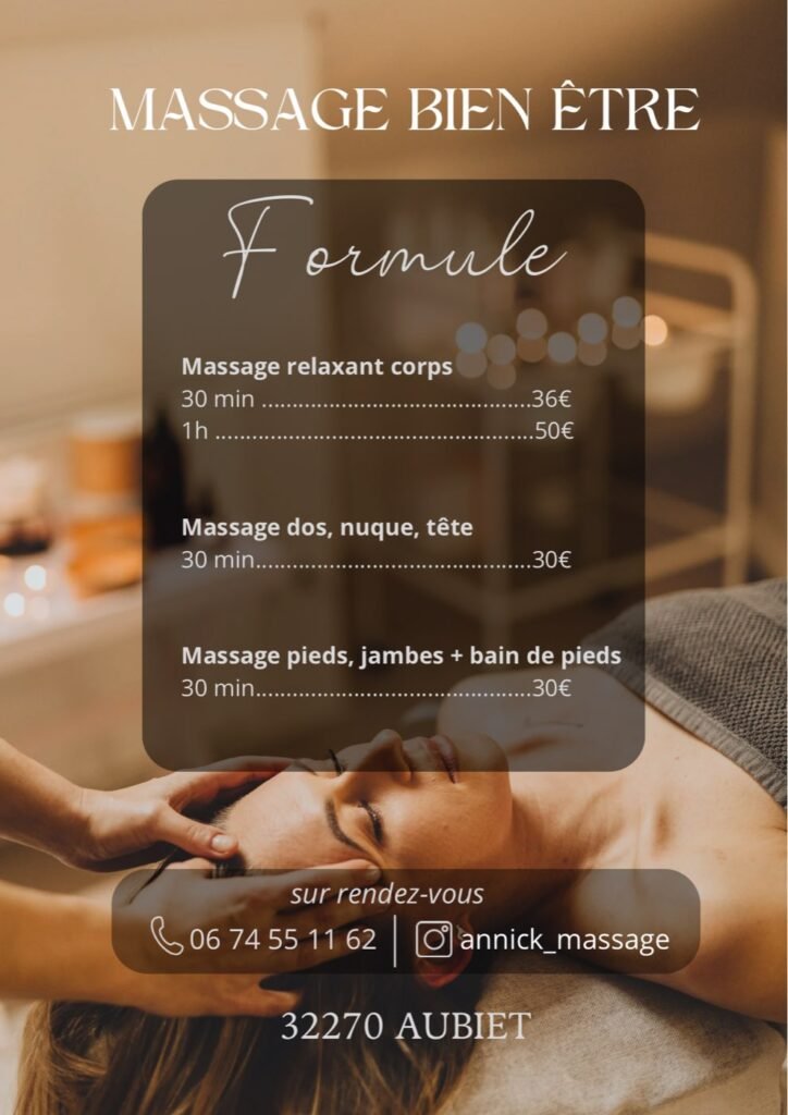 Flyer Un Temps pour Soi, verso avec les formules